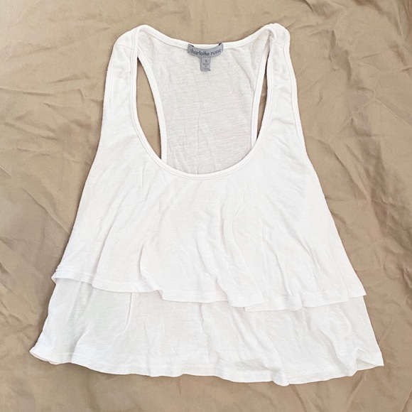 Charlotte Russe Tops - Charlotte Russe White Ruffle Crop Tank Top